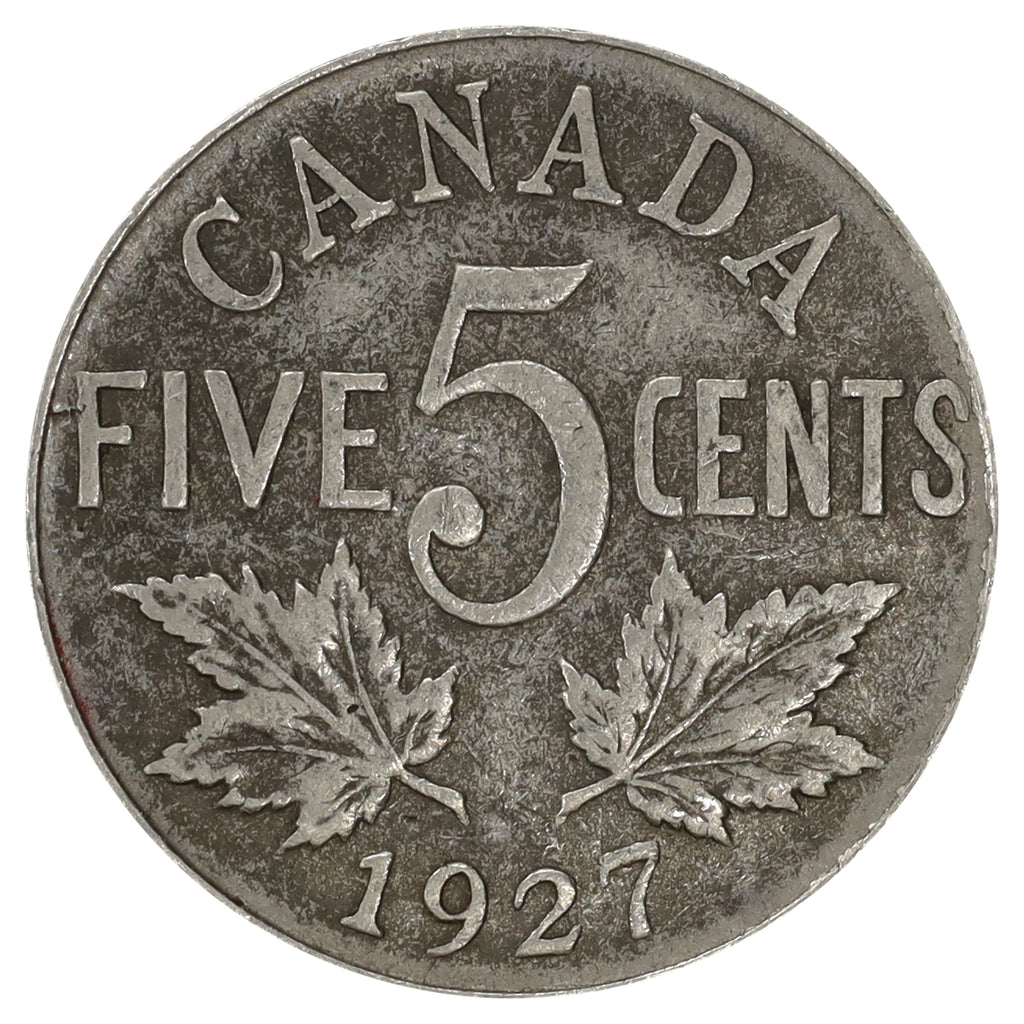 1927 Canada 5-cents Very Fine (VF20) Scratched, nicks, or impaired