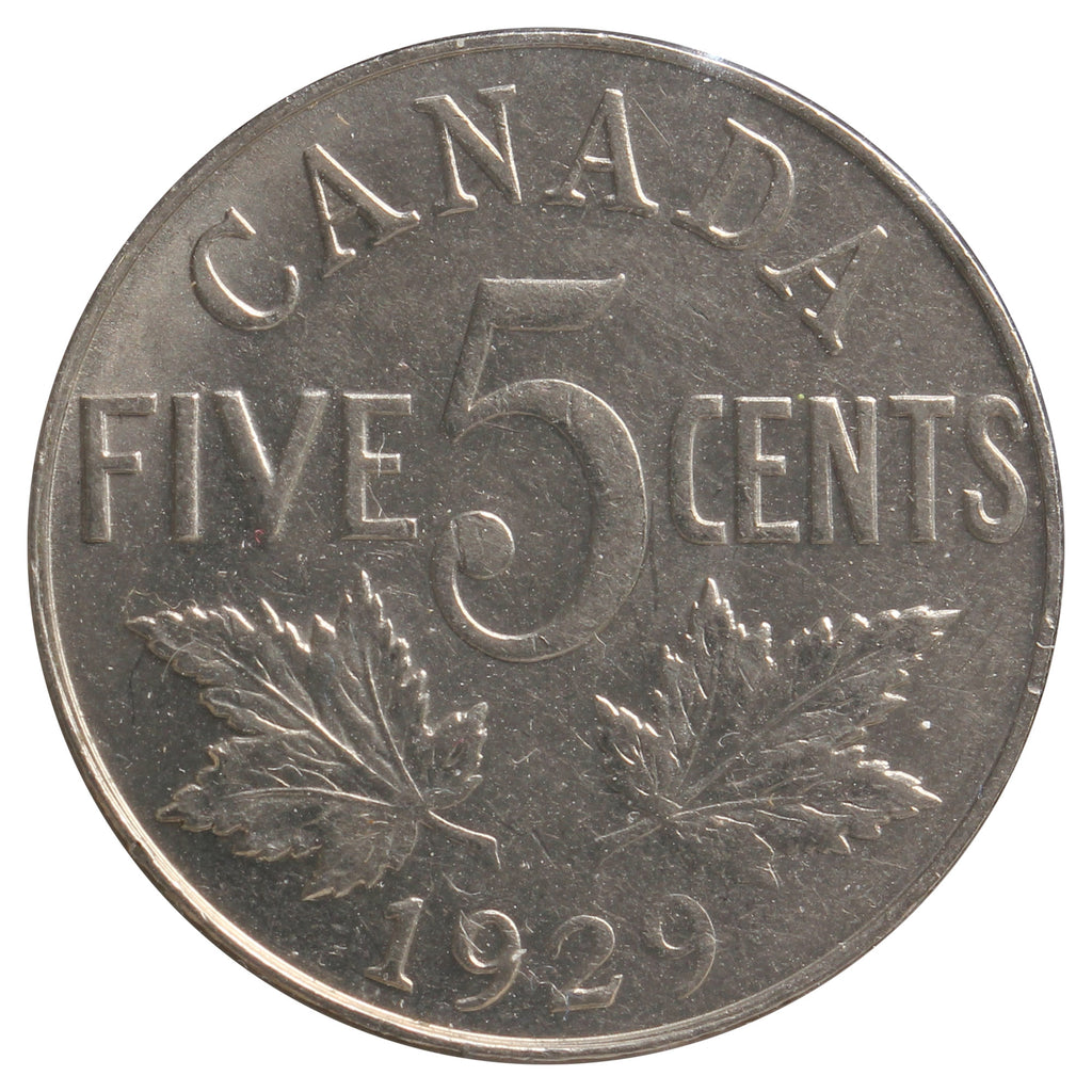 1929 Canada 5-cents EF-AU (EF-45) Scratched
