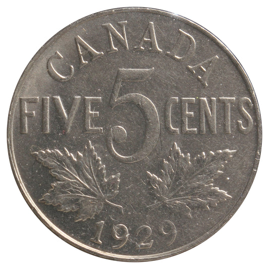 1929 Canada 5-cents EF-AU (EF-45) Scratched