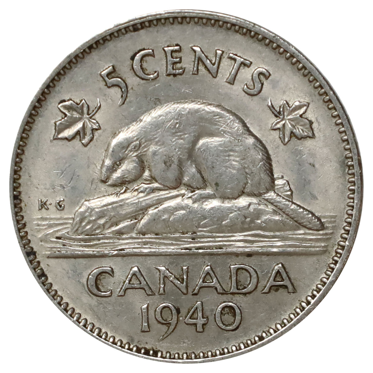 1940 Canada 5-cents EF-AU (EF45) Scratched, nicks, or impaired