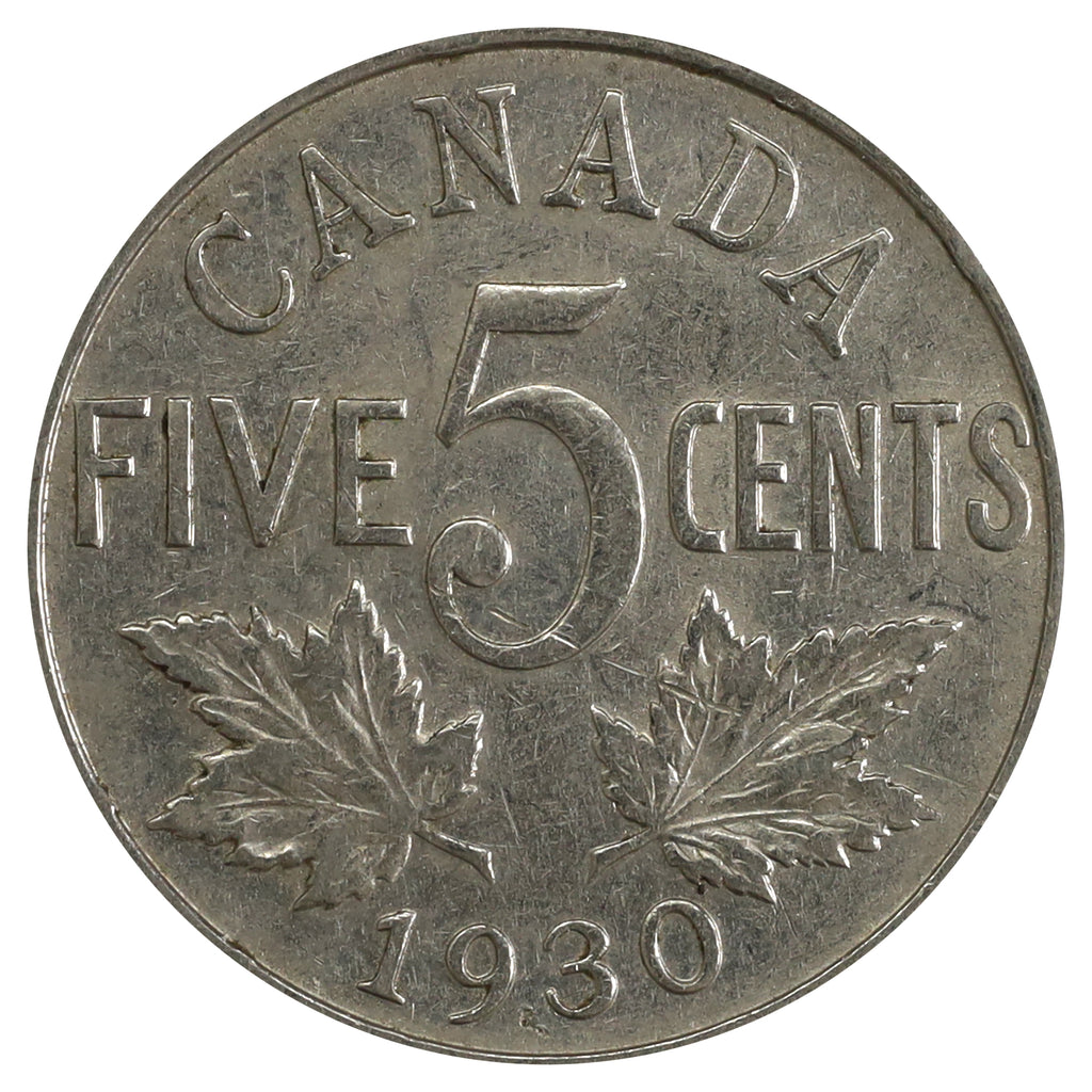 1930 Canada 5-cents VF-EF (VF30) Scratched, corrosion, or impaired