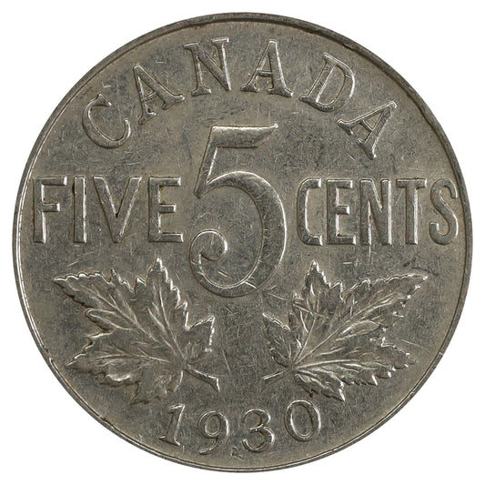 1930 Canada 5-cents VF-EF (VF30) Scratched, corrosion, or impaired
