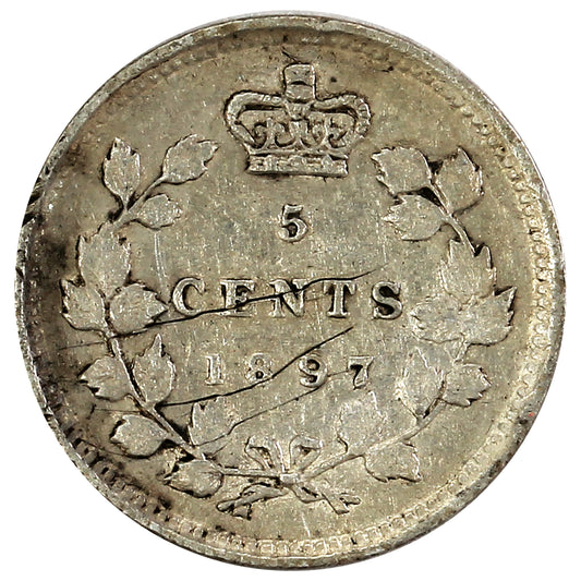 1897 Canada 5-cents VF-EF (VF30) Nicks, scratched, or impaired