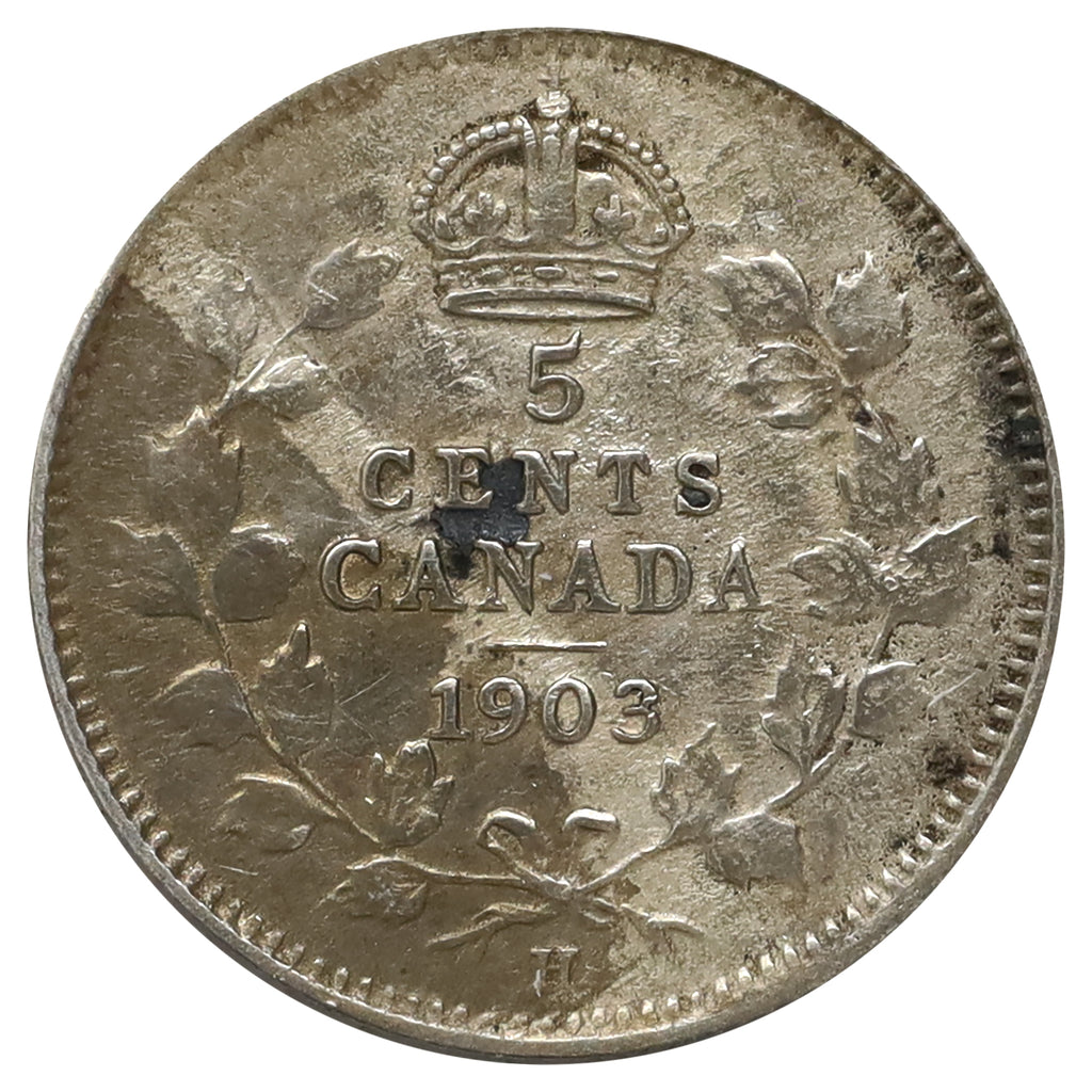 1903H Small H Canada 5-cents Very Fine (VF20) Scratched, cleaned, or impaired
