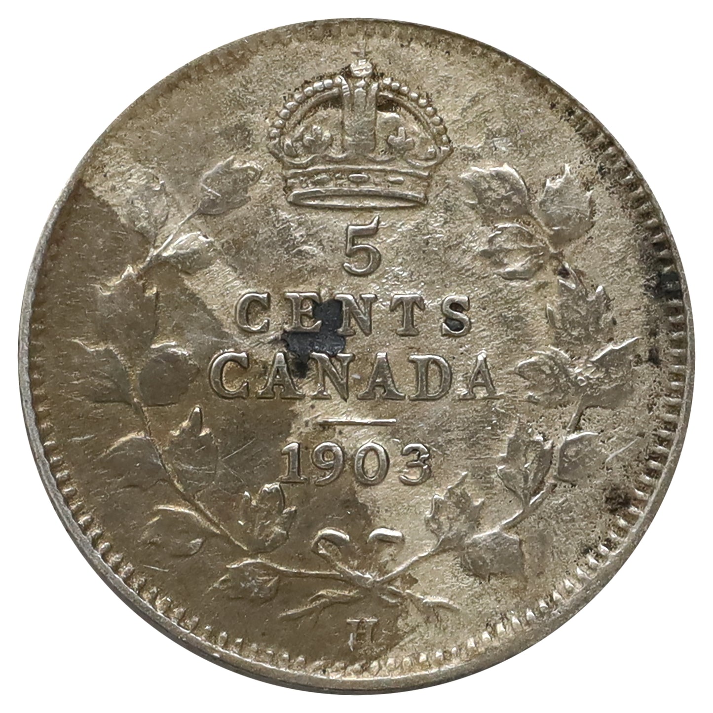 1903H Small H Canada 5-cents Very Fine (VF20) Scratched, cleaned, or impaired
