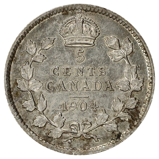 1904 Canada 5-cents Extra Fine (EF40) Scratched, Cleaned, or Impaired