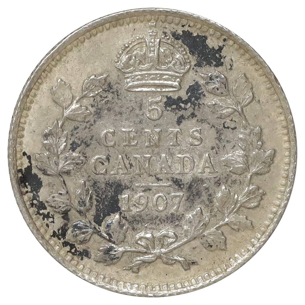 1907 Canada 5-cents Extra Fine (EF40) Scratched, cleaned, or impaired
