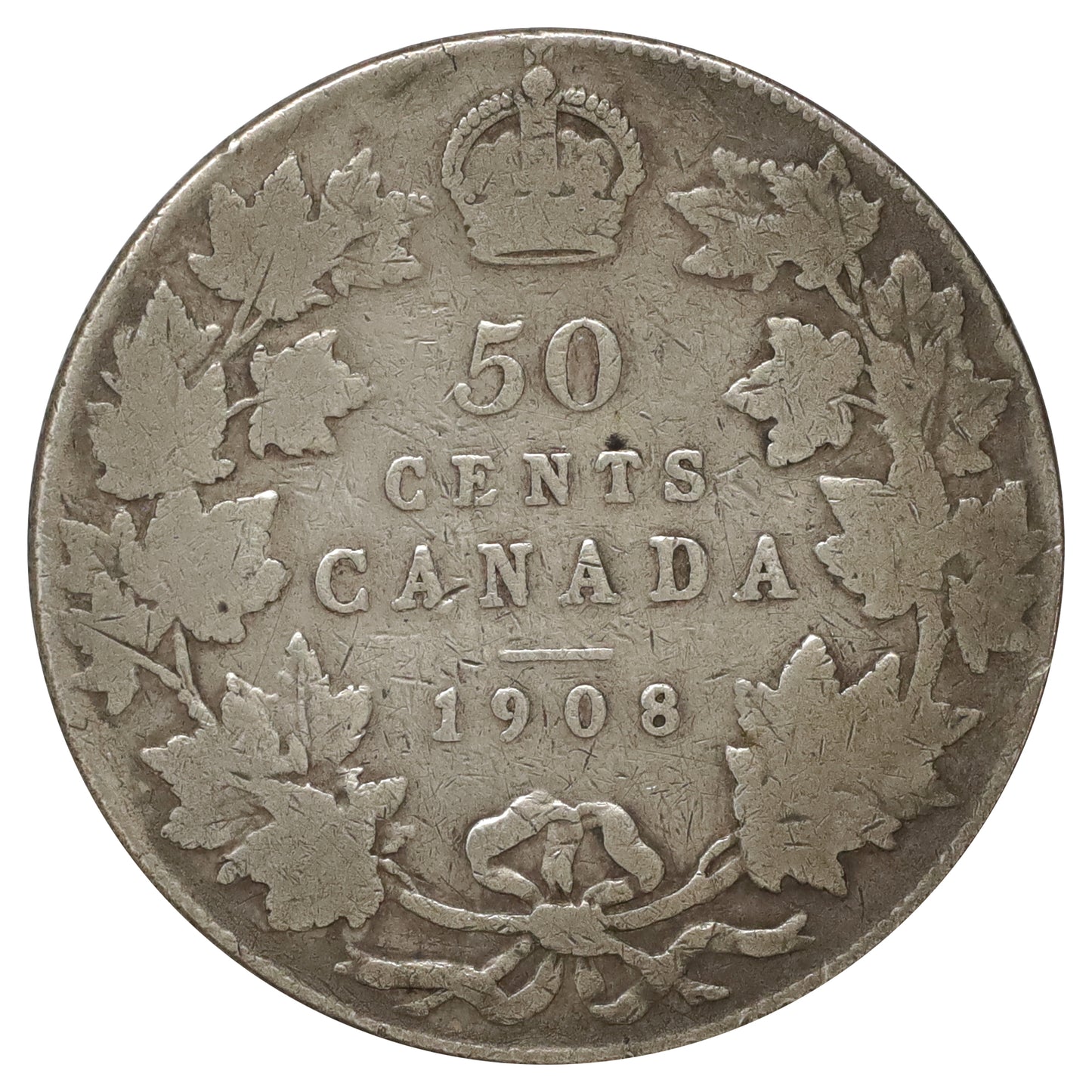 1908 Canada 50-cents G-VG (G6) Nicks, cleaned, or impaired