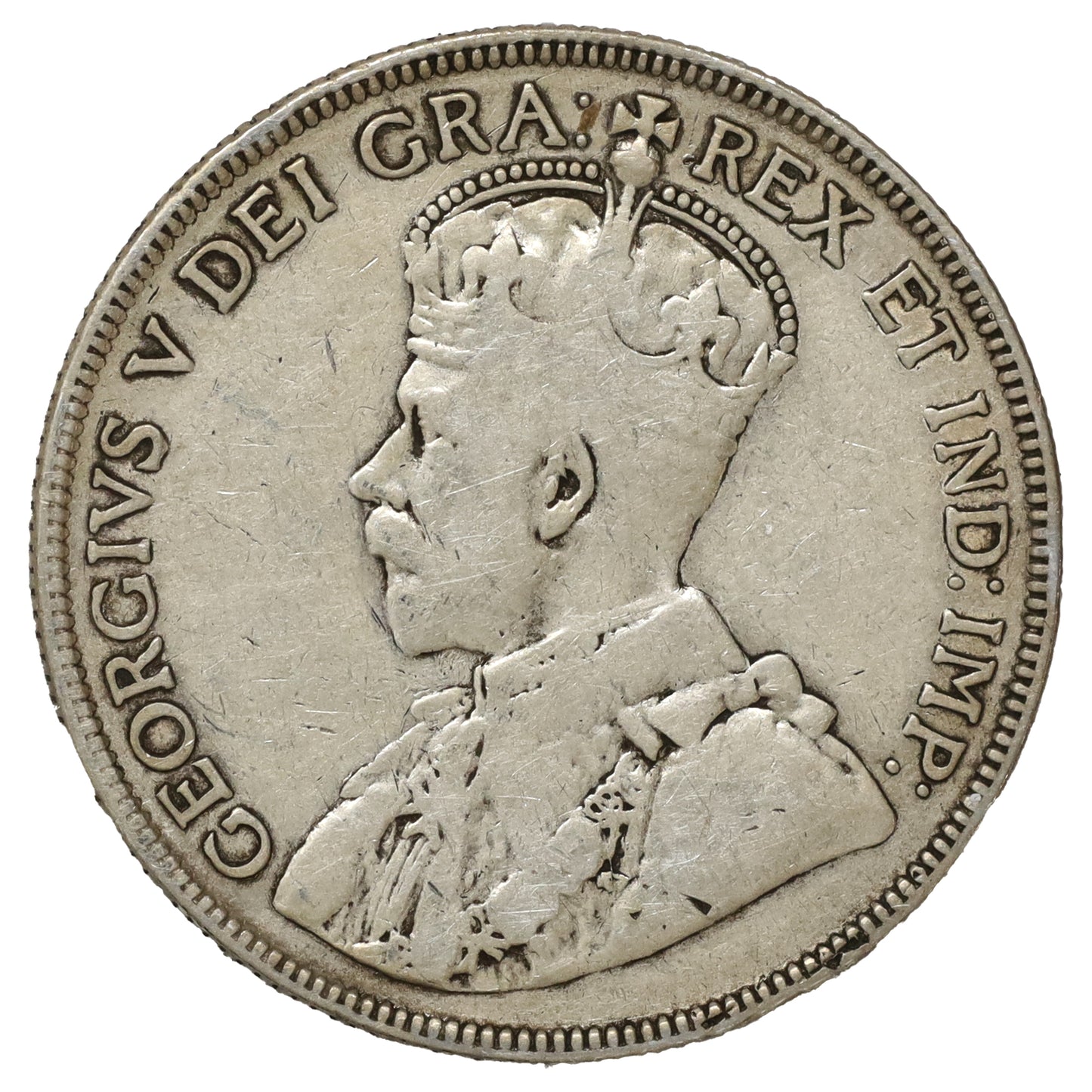 1929 Canada 50-cents VG-F (VG10) Scratched, cleaned, or impaired