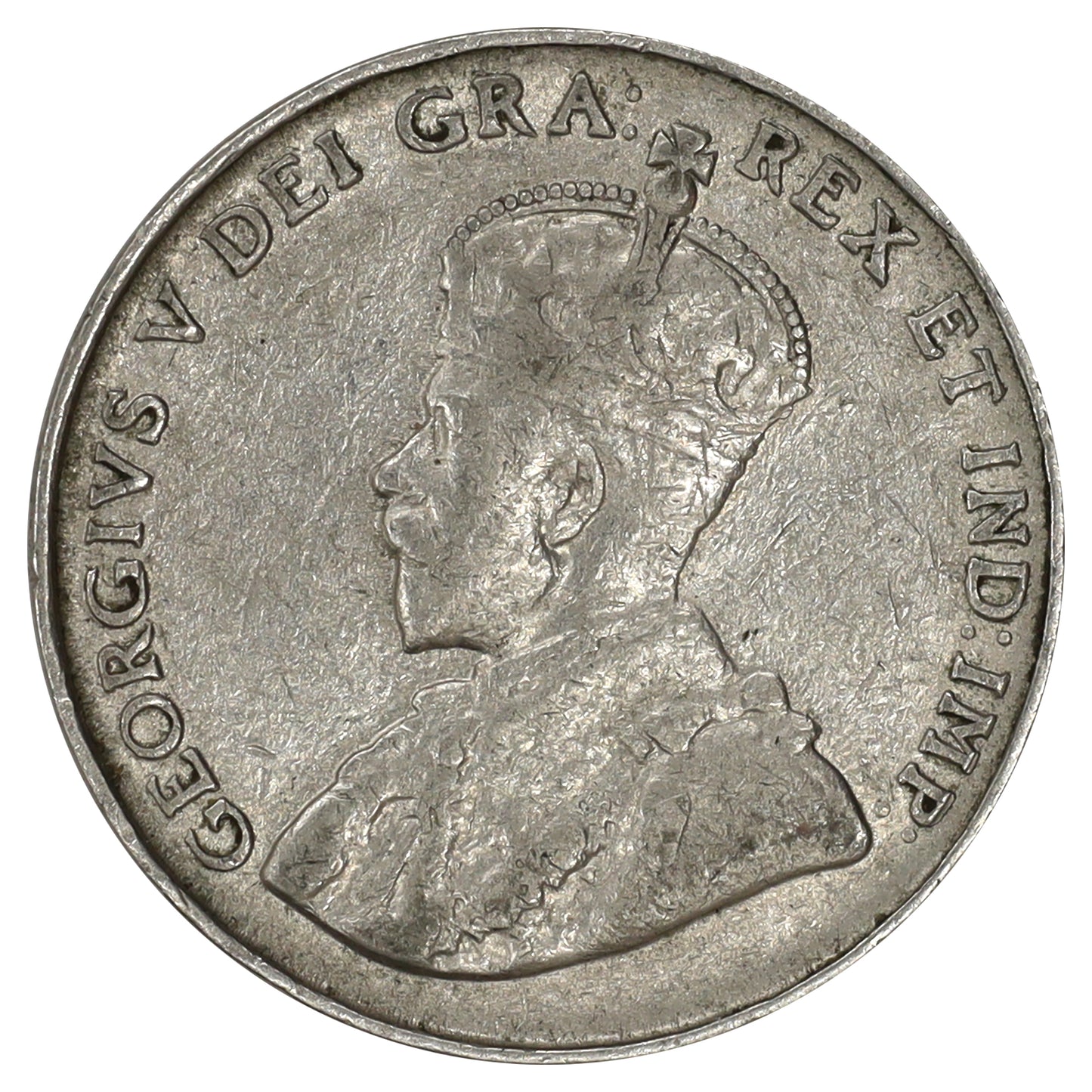 1924 Canada 5-cents F-VF (F15) Scratched, spots, or rim bump