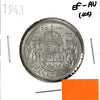 1943 Canada 50-cents EF-AU (EF45) Scratched, cleaned, or impaired