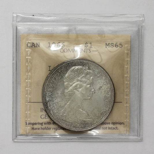 1966 Large Beads Canada Dollar ICCS Certified MS65 (Lightly toned)