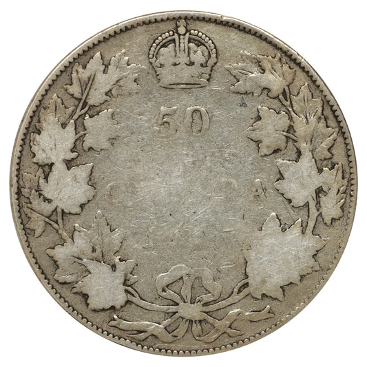 1914 Canada 50-cents Good (G4) Scratched, cleaned, or impaired