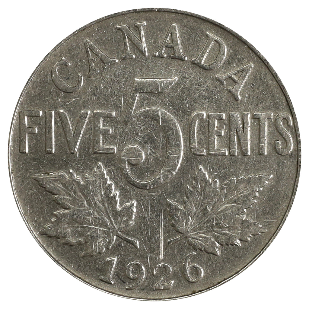 1926 Near 6 Canada 5-cents VG-F (VG10) Scratched, Cleaned or Impaired