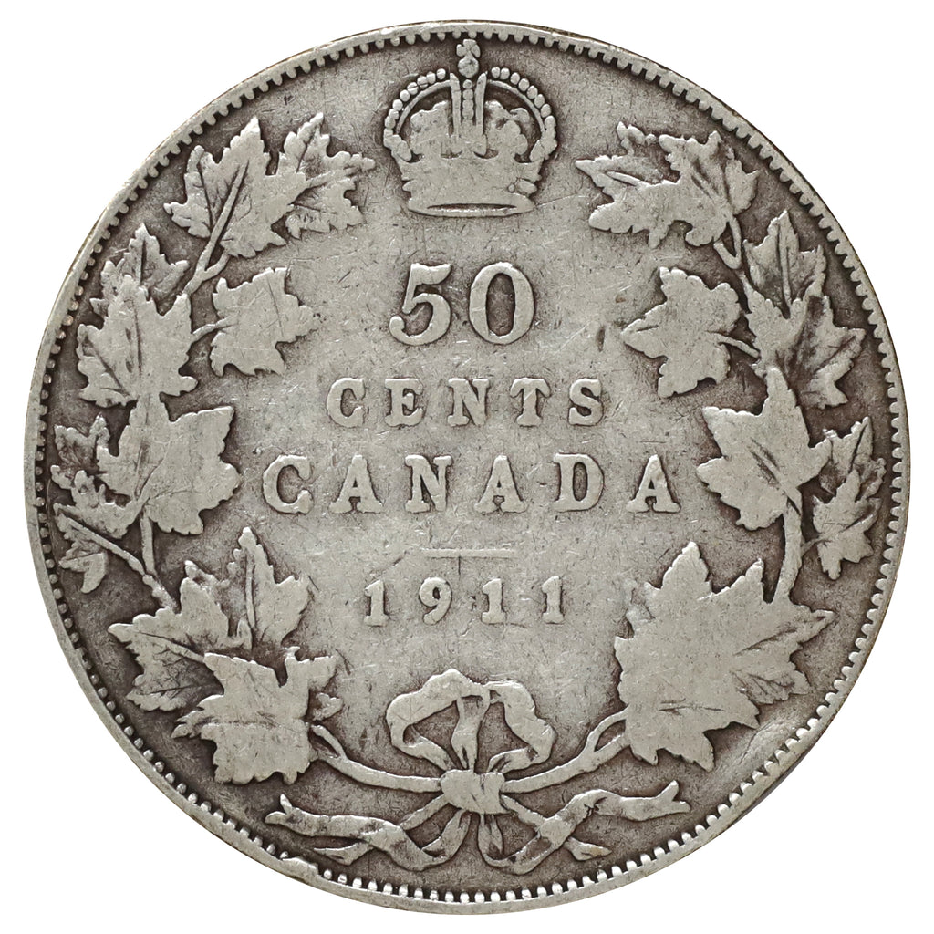 1911 Canada 50-cents G-VG (G6) Scratched, nicks, or impaired