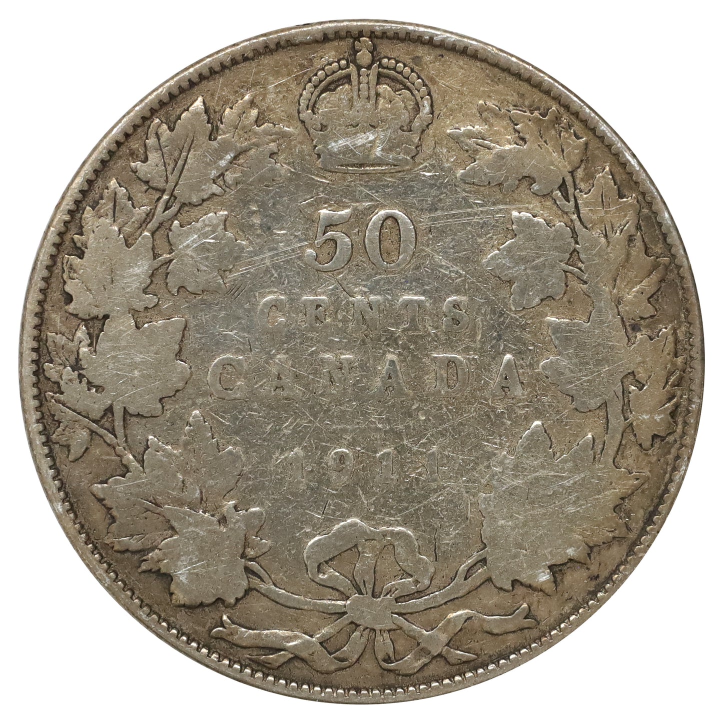 1911 Canada 50-cents Good (G4) Scratched, mark, or impaired