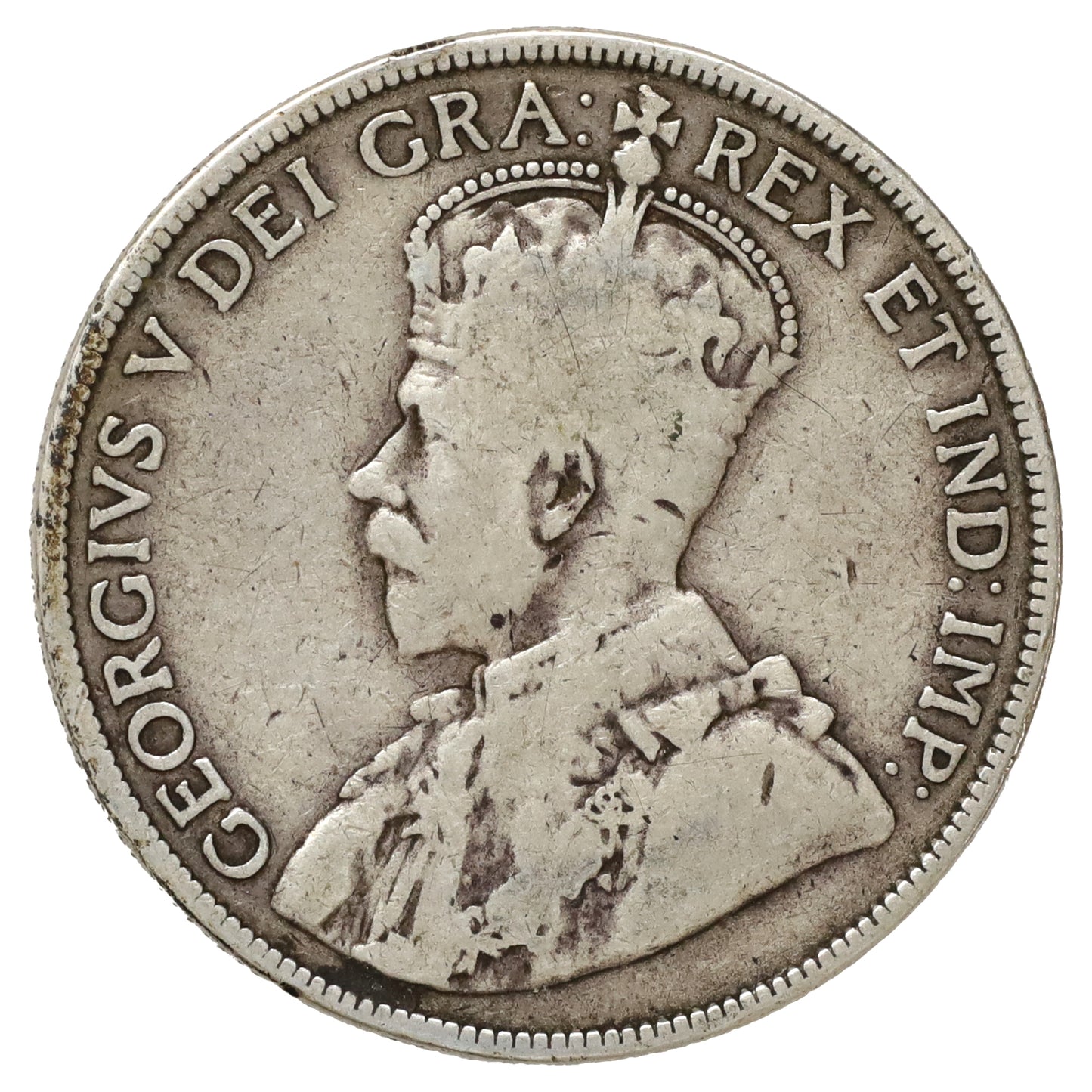 1912 Canada 50-cents Very Good (VG8) Scratched, spots, or impaired
