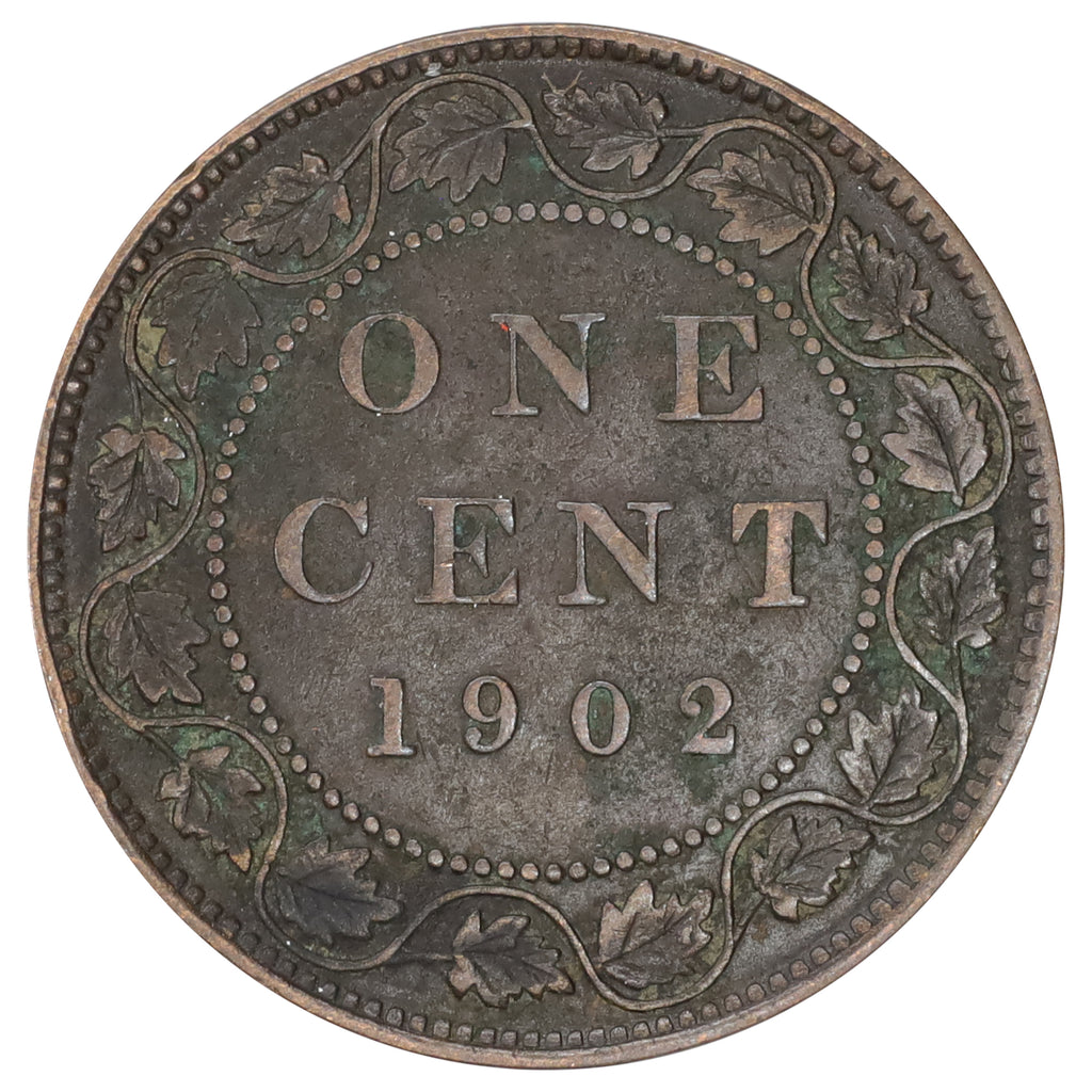 1902 Canada 1-cent F-VF (F15) Corrosion, spots, or impaired