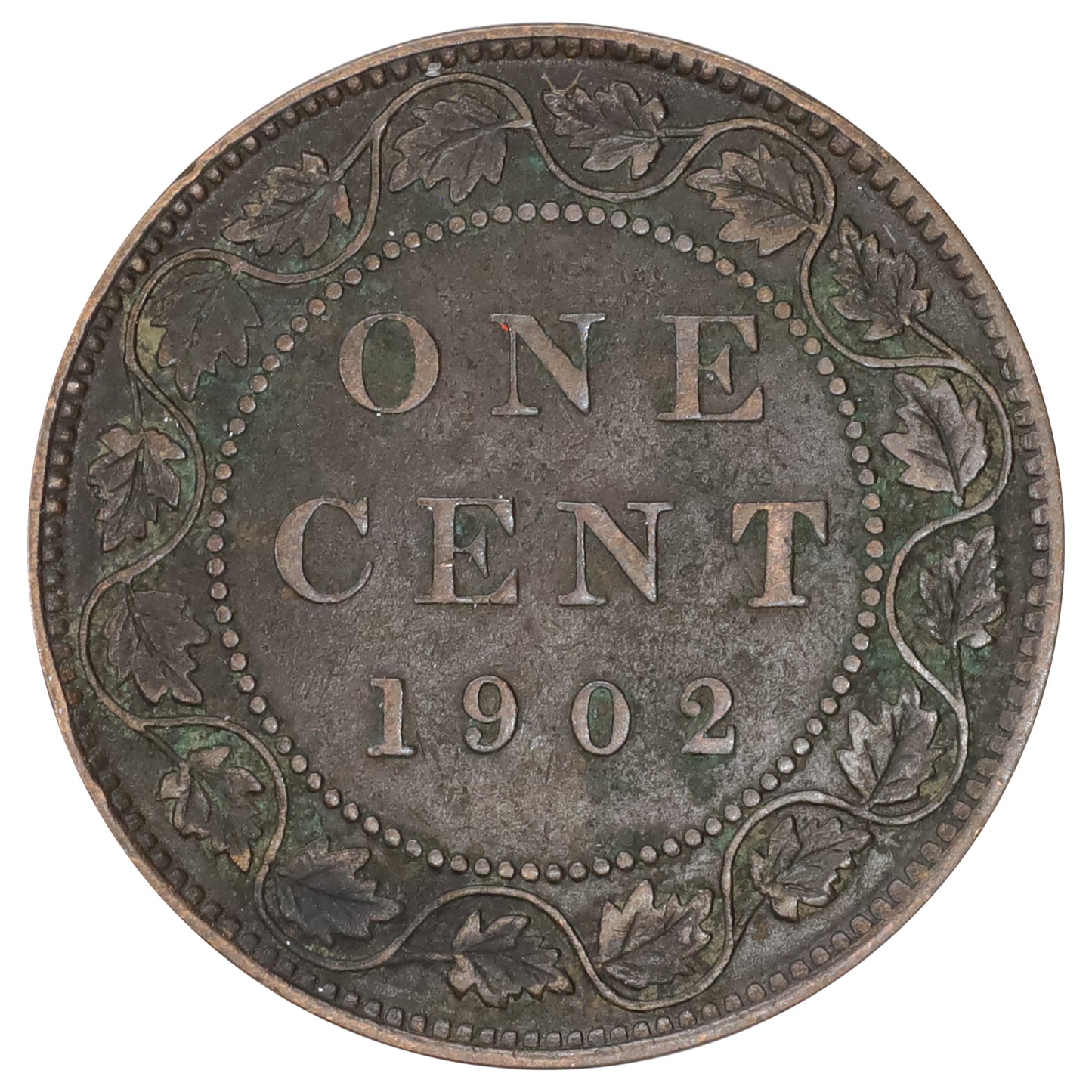 1902 Canada 1-cent F-VF (F15) Corrosion, spots, or impaired
