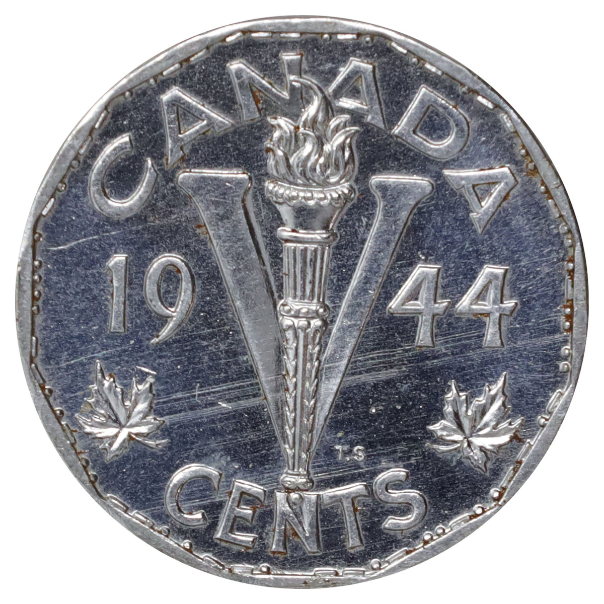 1944 Canada 5-cents UNC+ (MS62) Scratched, marks, or impaired