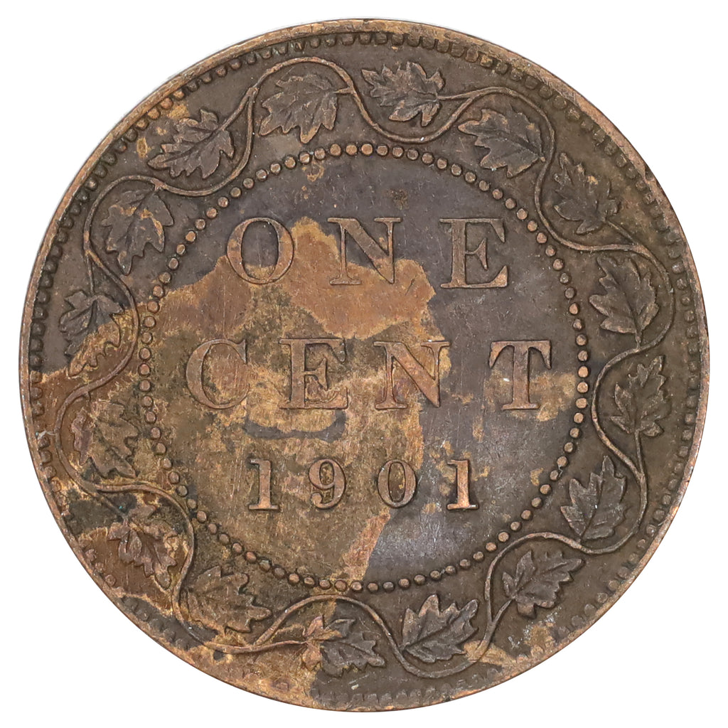1901 Canada 1-cent VF-EF (VF30) Scratched, corrosion, or impaired