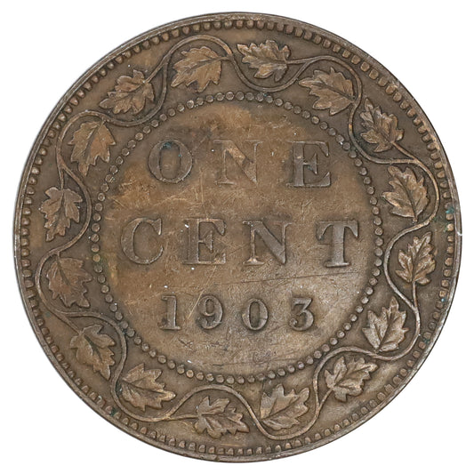 1903 Canada 1-cent F-VF (F15) Corrosion, marks, or impaired