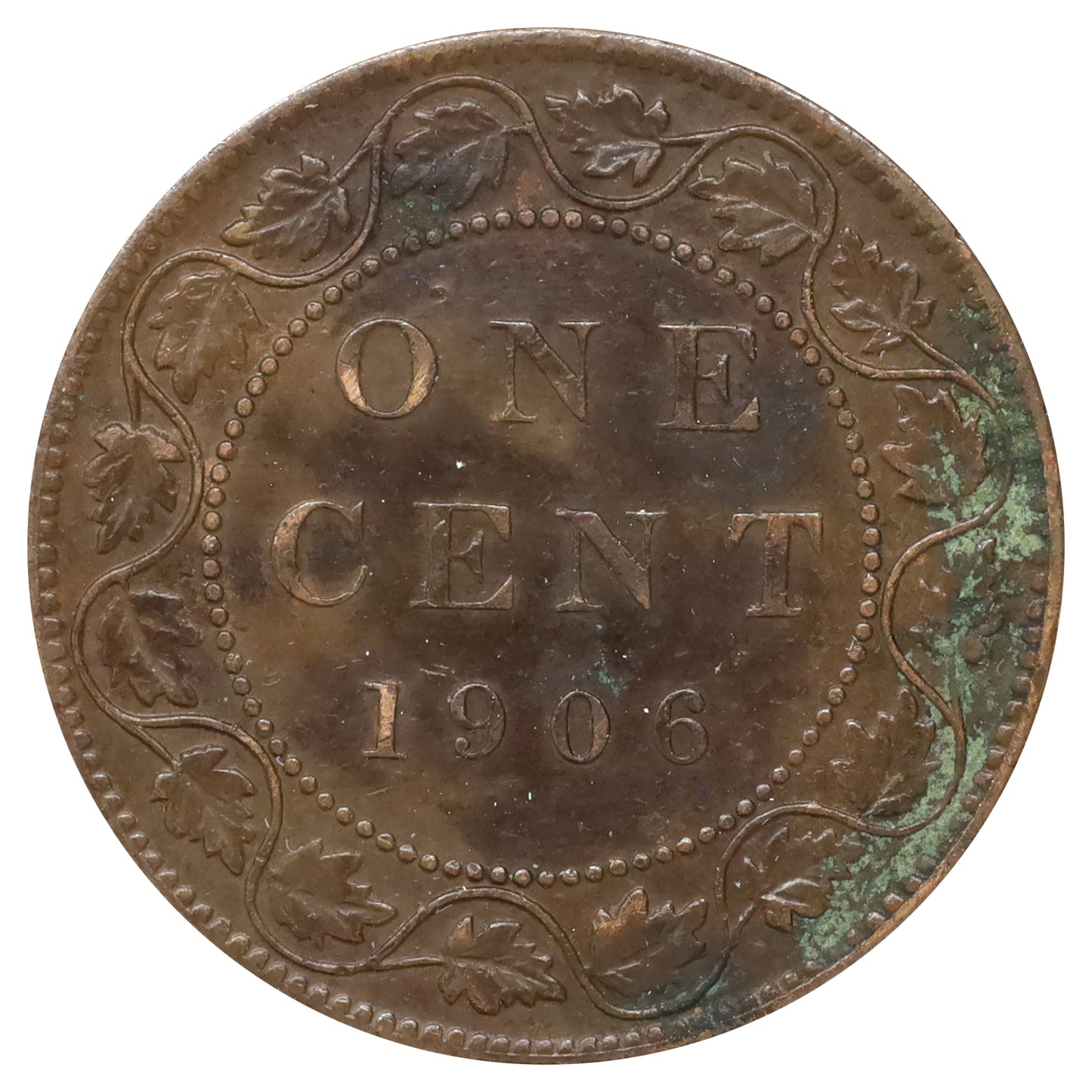 1906 Canada 1-cent Extra Fine (EF40) Cleaned, toned, or impaired
