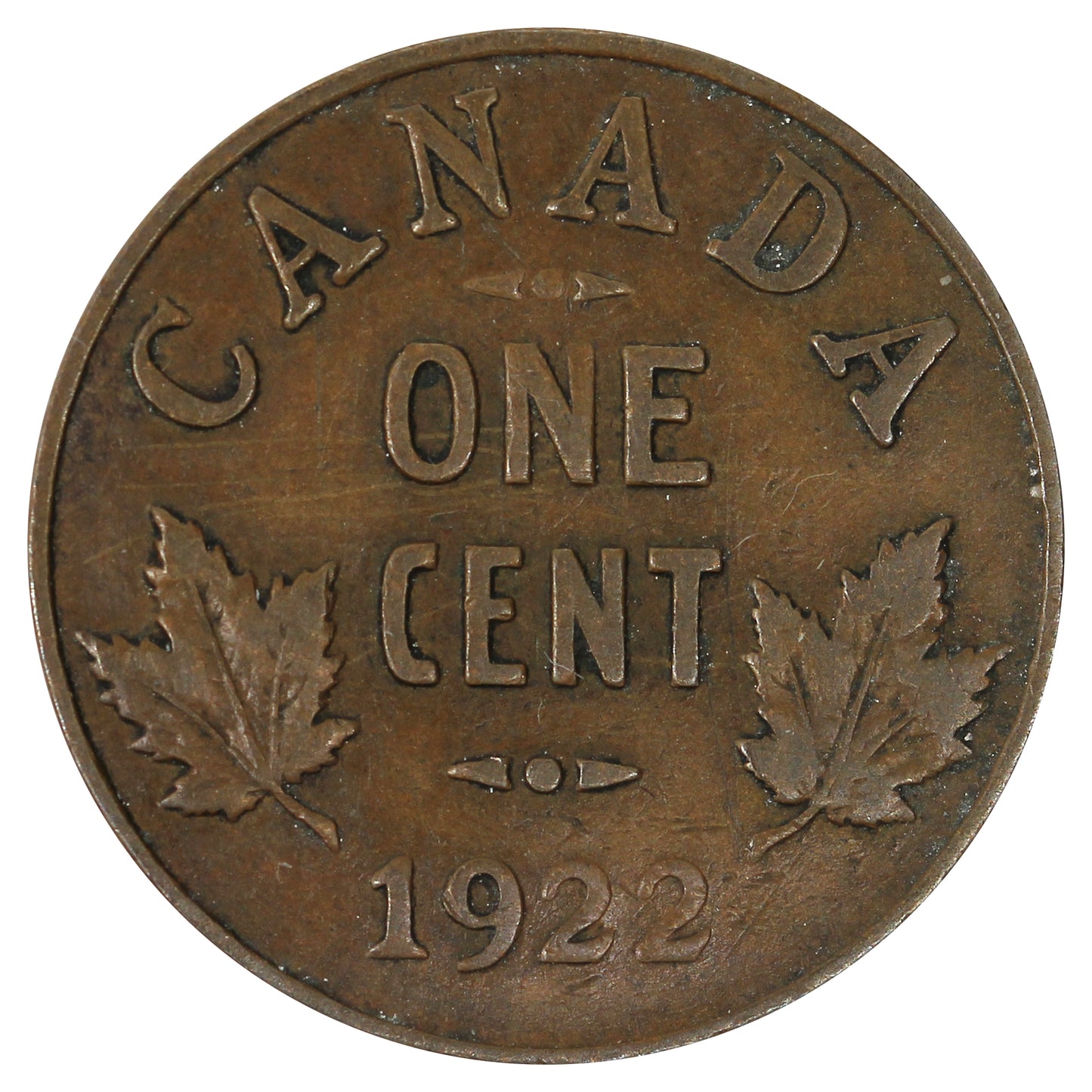 1922 Canada 1-cent VG-F (VG10) Scratch, Cleaned or impaired