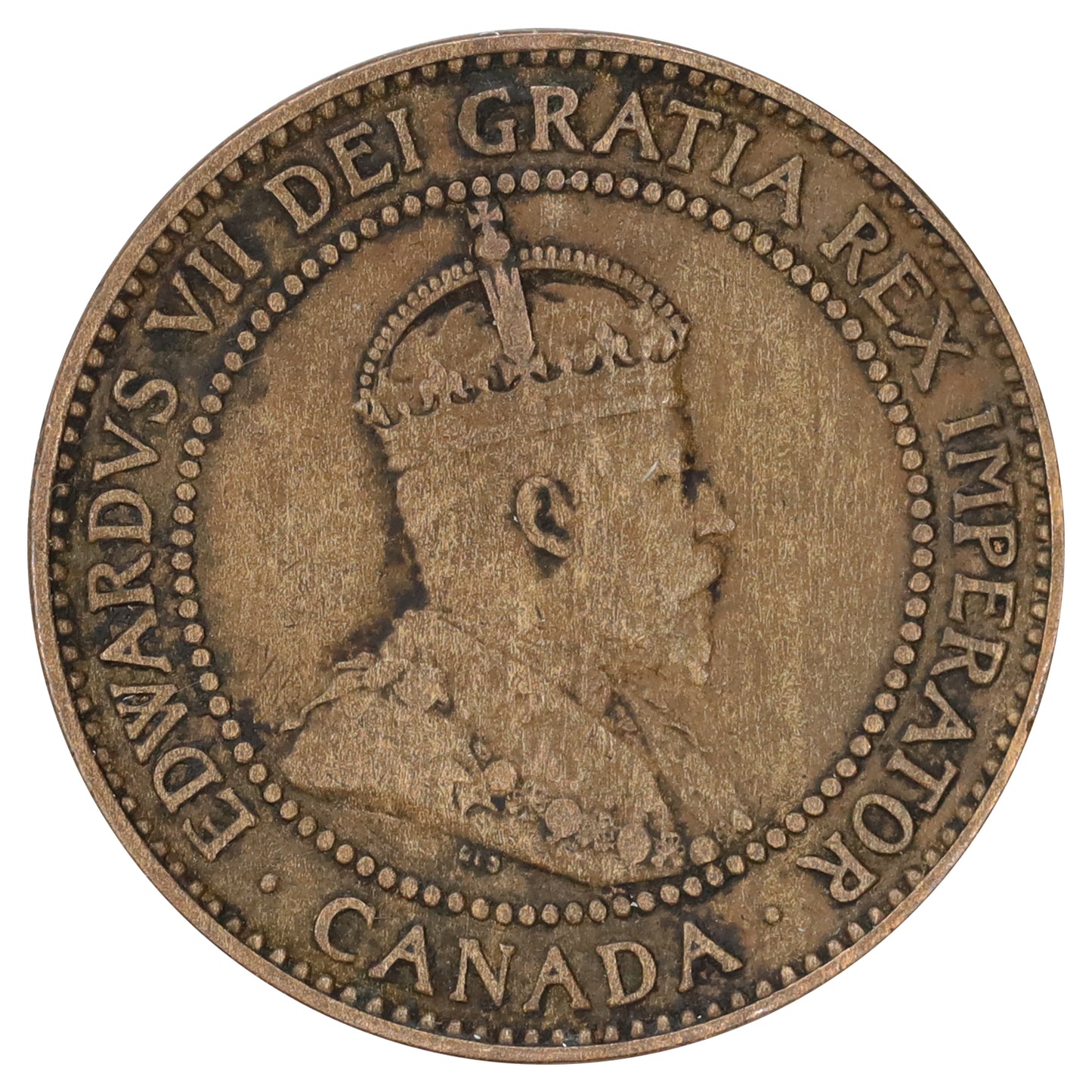 1909 Canada 1-cent F-VF (F15) Scratched, cleaned, or impaired