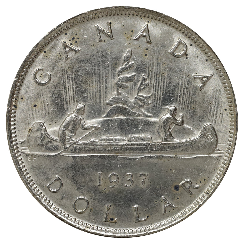 1937 Canada Dollar AU-UNC (AU55) Cleaned, Scratched, or Impaired