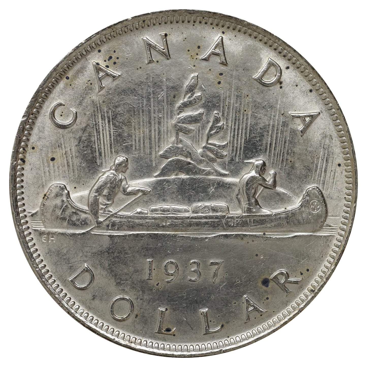 1937 Canada Dollar AU-UNC (AU55) Cleaned, Scratched, or Impaired