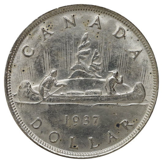 1937 Canada Dollar AU-UNC (AU55) Cleaned, Scratched, or Impaired