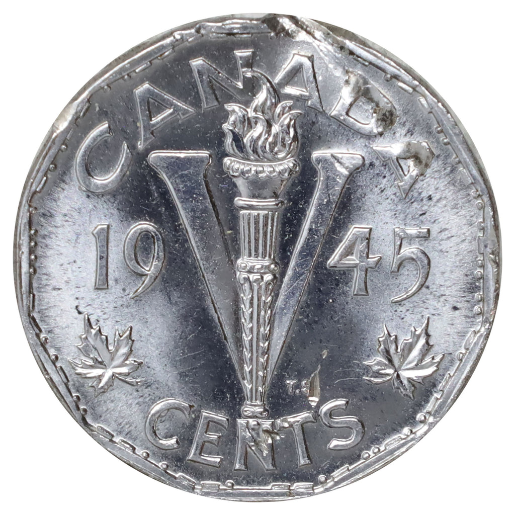 1945 Canada 5-cents Brilliant Uncirculated (MS63) Scratched, corrosion, or impaired