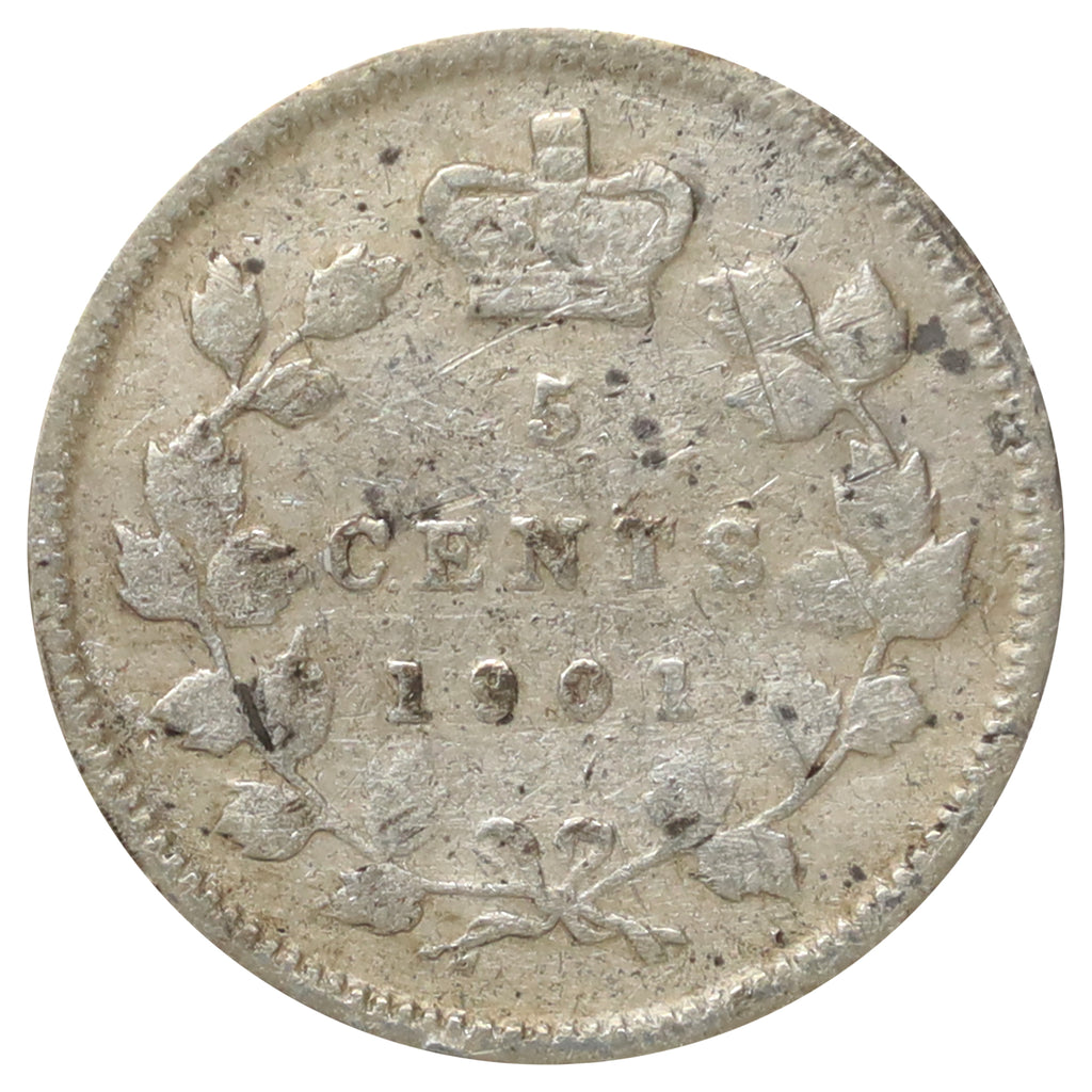 1901 Canada 5-cents Good (G4) Bent or impaired
