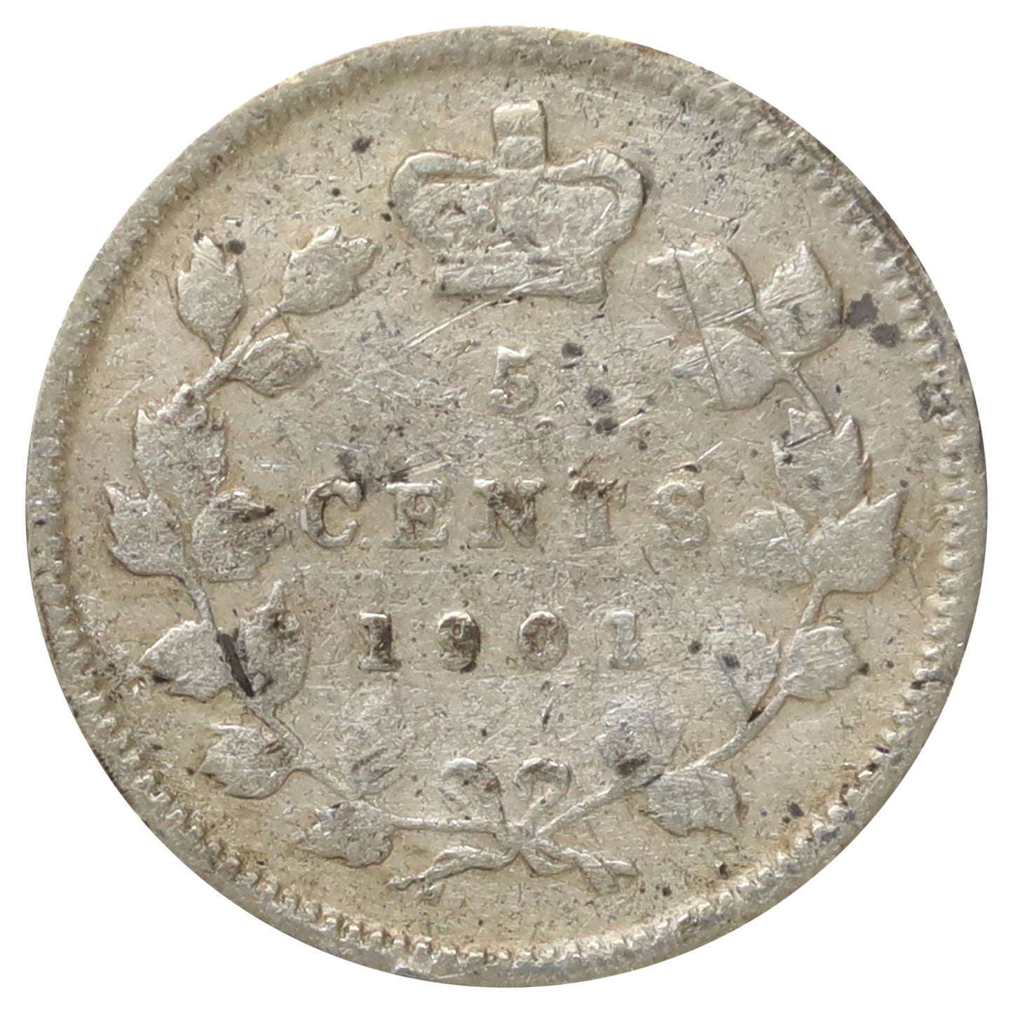 1901 Canada 5-cents Good (G4) Bent or impaired