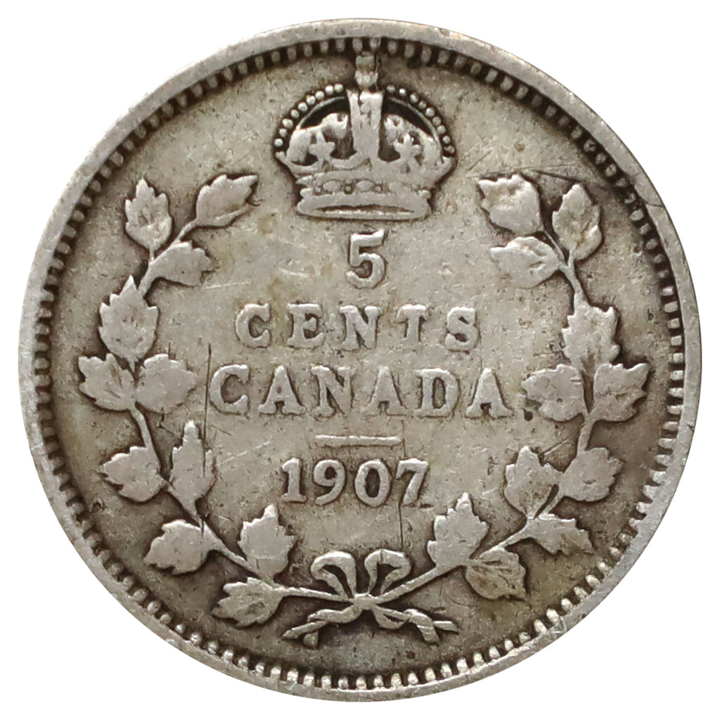 1907 Canada 5-cents Very Good (VG8) Scratched or impaired