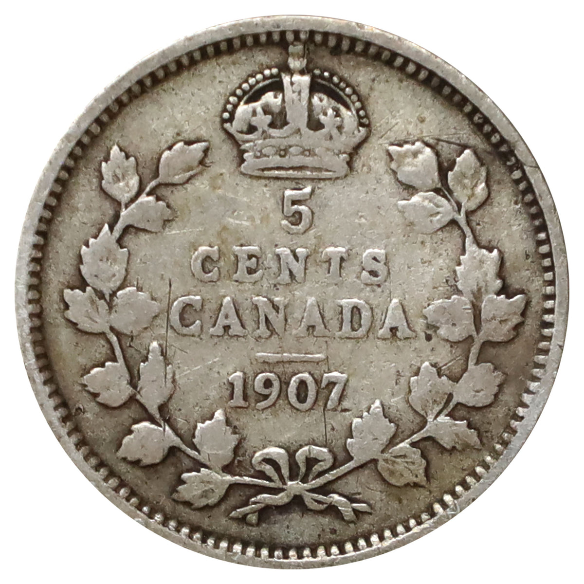 1907 Canada 5-cents Very Good (VG8) Scratched or impaired