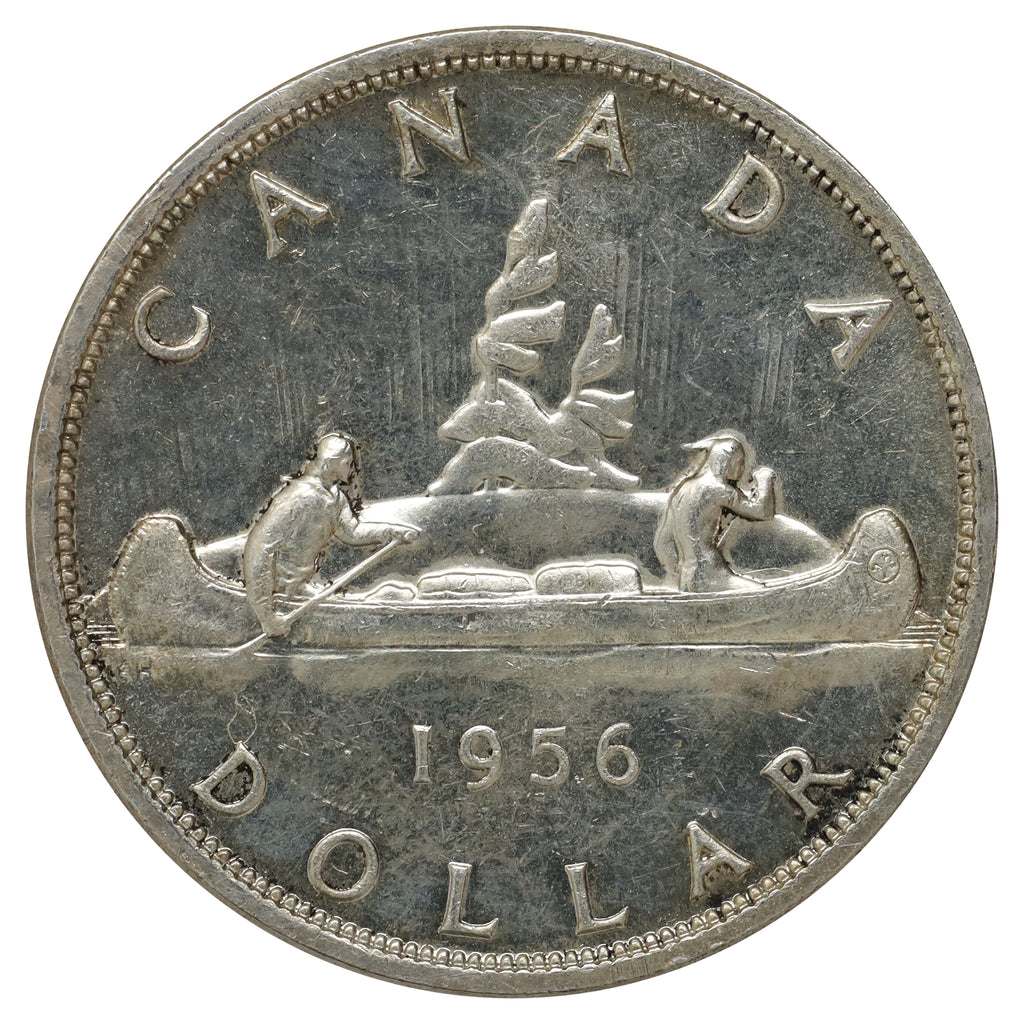 1956 Canada Dollar AU-UNC (AU55) Scratched, toned, or impaired