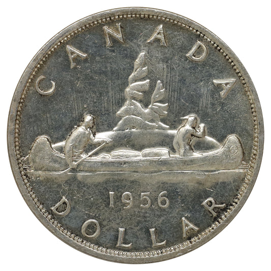 1956 Canada Dollar AU-UNC (AU55) Scratched, toned, or impaired