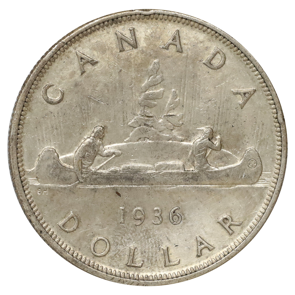1936 Canada Dollar VF-EF (VF30) Scratched, Cleaned, or Impaired