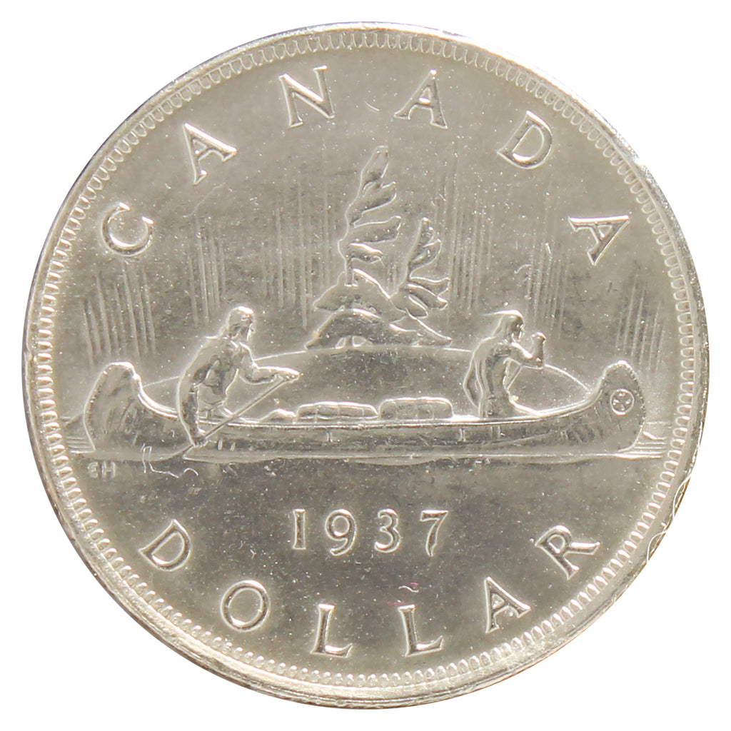 1937 Canada Dollar Almost Uncirculated (AU50) Cleaned, Scratched, or Impaired
