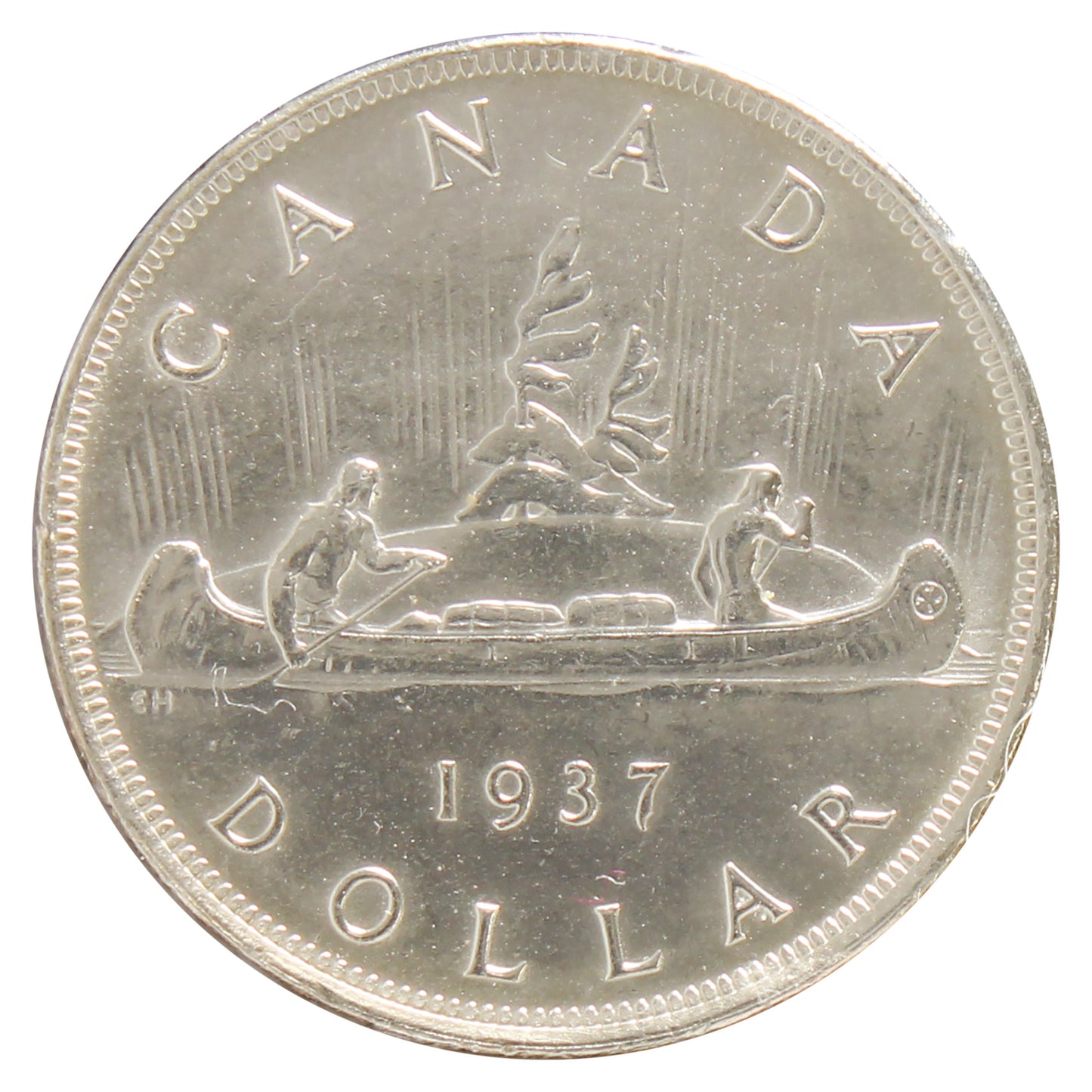 1937 Canada Dollar Almost Uncirculated (AU50) Cleaned, Scratched, or Impaired