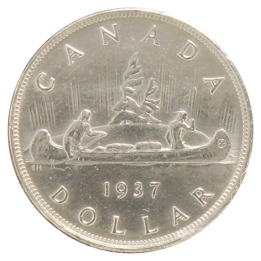 1937 Canada Dollar Almost Uncirculated (AU50) Cleaned, Scratched, or Impaired