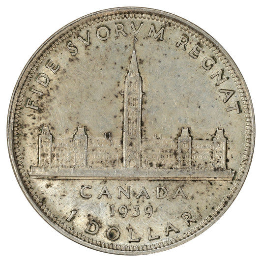 1939 Canada Dollar Almost Uncirculated (AU50) Cleaned, marks, or impaired