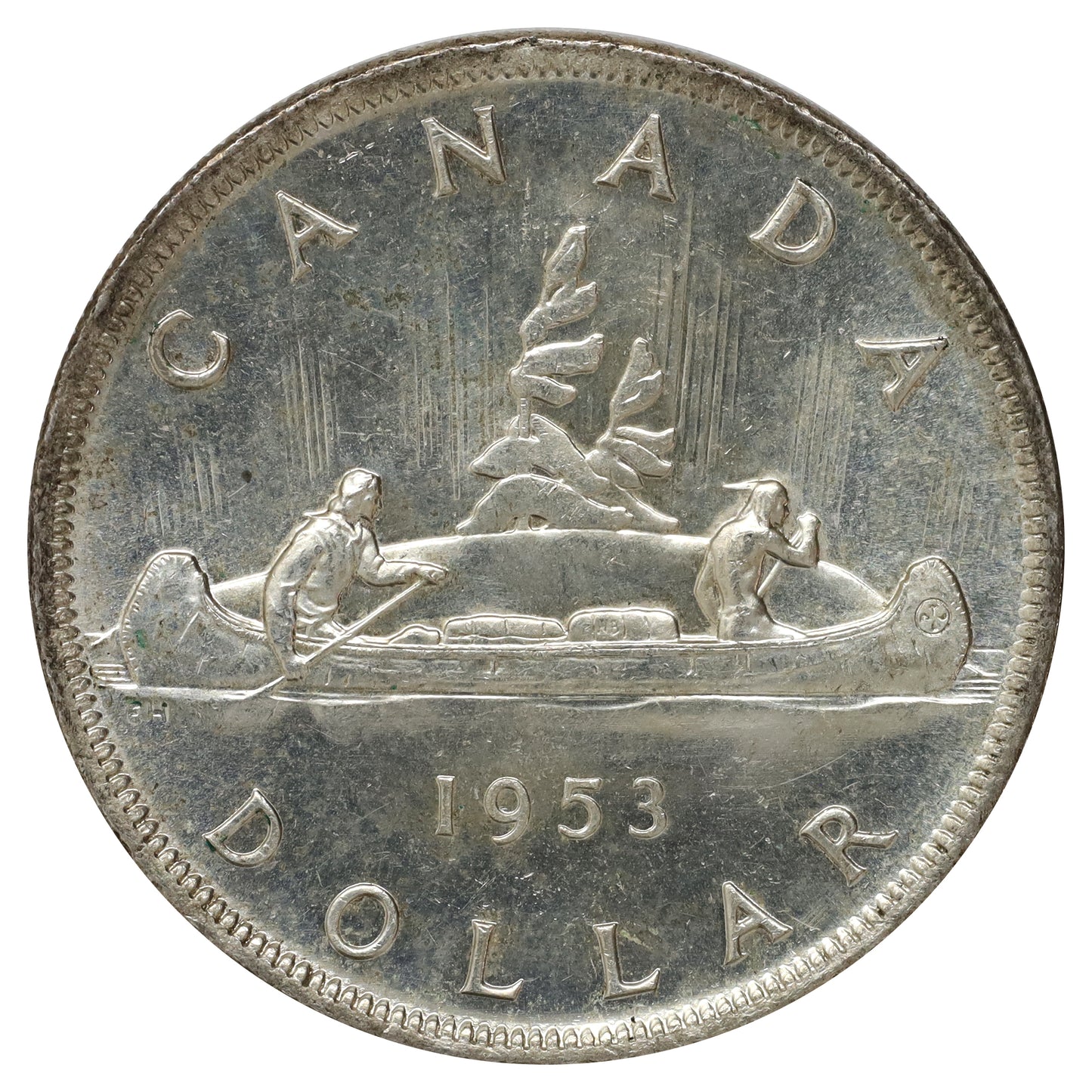 1953 NSS Canada Dollar Brilliant Uncirculated (MS63) Scratched, cleaned, or impaired