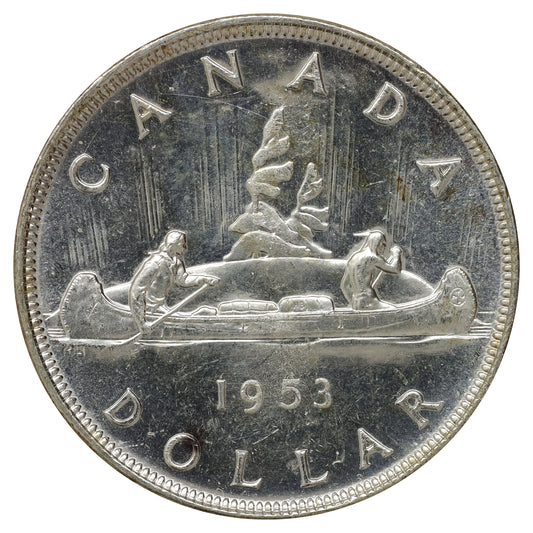 1953 NSS Canada Dollar UNC+ (MS62) Scratched, cleaned, or impaired