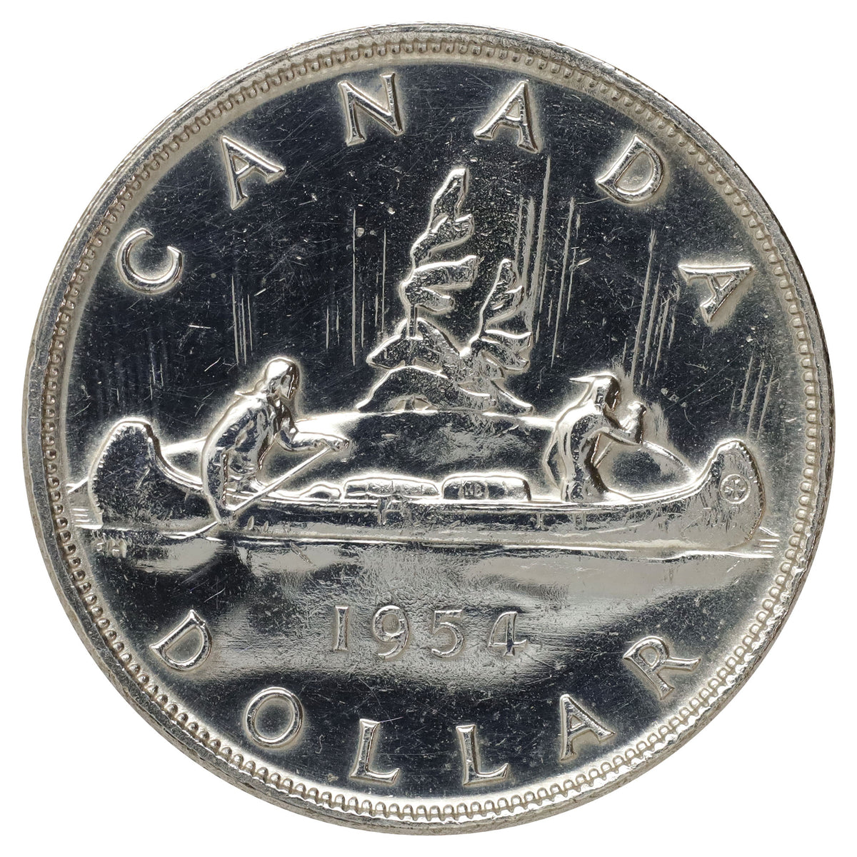 1954 Canada Dollar EF-AU (EF45) Cleaned, Scratched, or Impaired