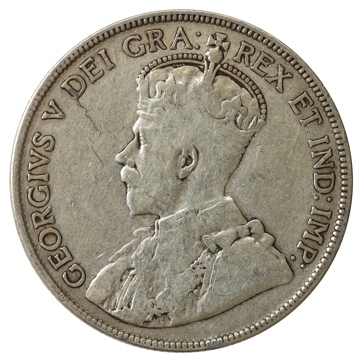 1929 Canada 50-cents Very Good (VG8) Scratched, toned, or impaired
