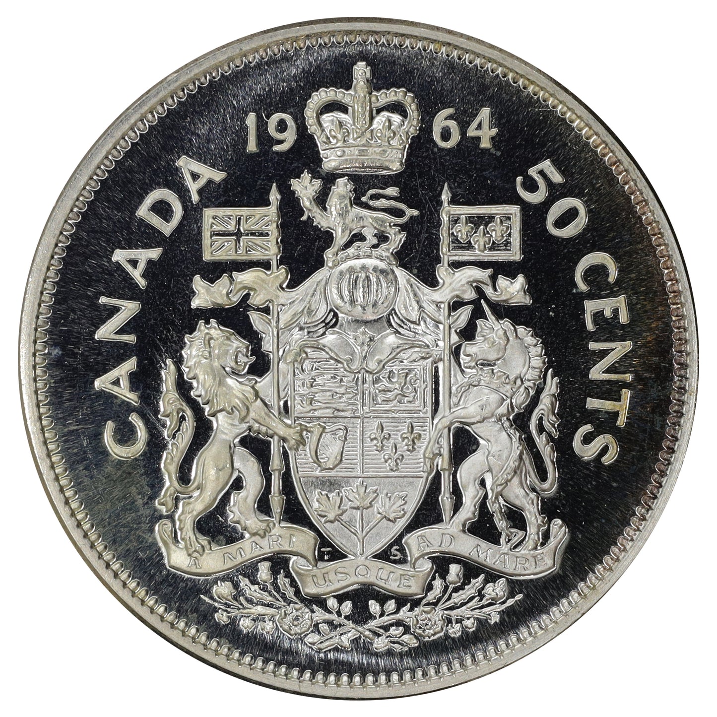 1964 Canada 50-cents Proof Like (Spots, scratched, or impaired)