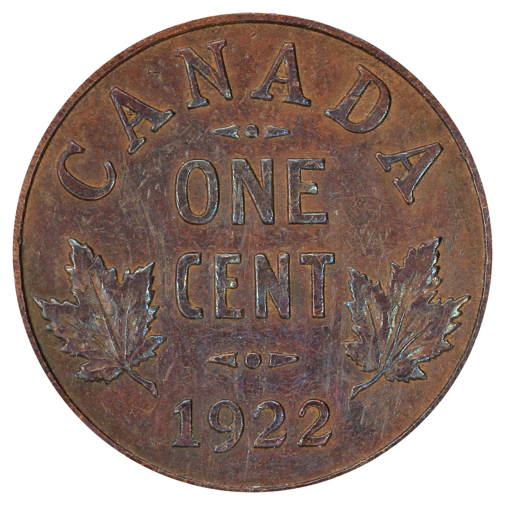 1922 Canada 1-cent F-VF (F15) Scratched, Cleaned, or Impaired